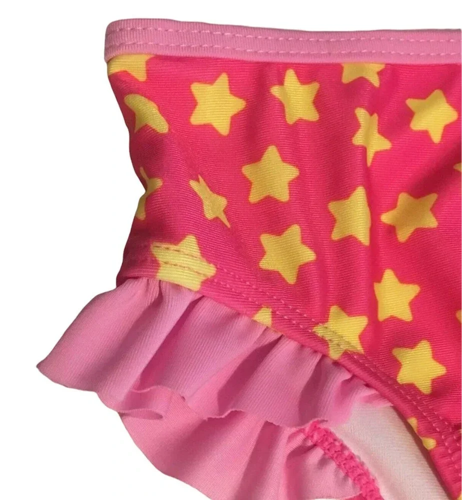 NEW Baby Girl DC ComicsFuture Batgirl Pink Ruffle Trim Bikini Swimsuit Size 6/9M